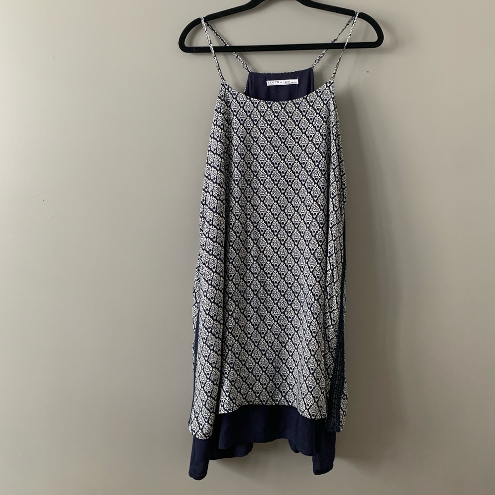 Coco & Tashi Summer Dress Navy & White Large